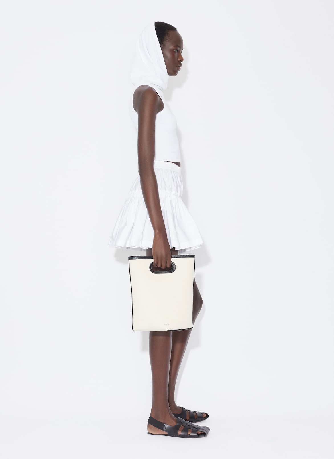 HOODED KNIT CROP TOP ALAÏA WHITE HOODED KNIT CROP TOP